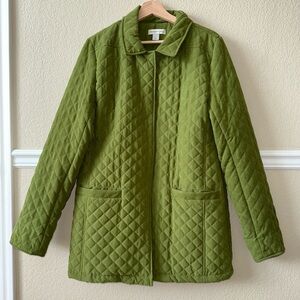 Quilted Olive Moss Green Jacket Coat Y2K Women’s Size Small